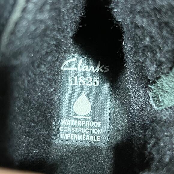 Clarks Black Leather Wool Fur Lined Waterproof Lace-Up Zip Snow Boots Mens 10 main image 10